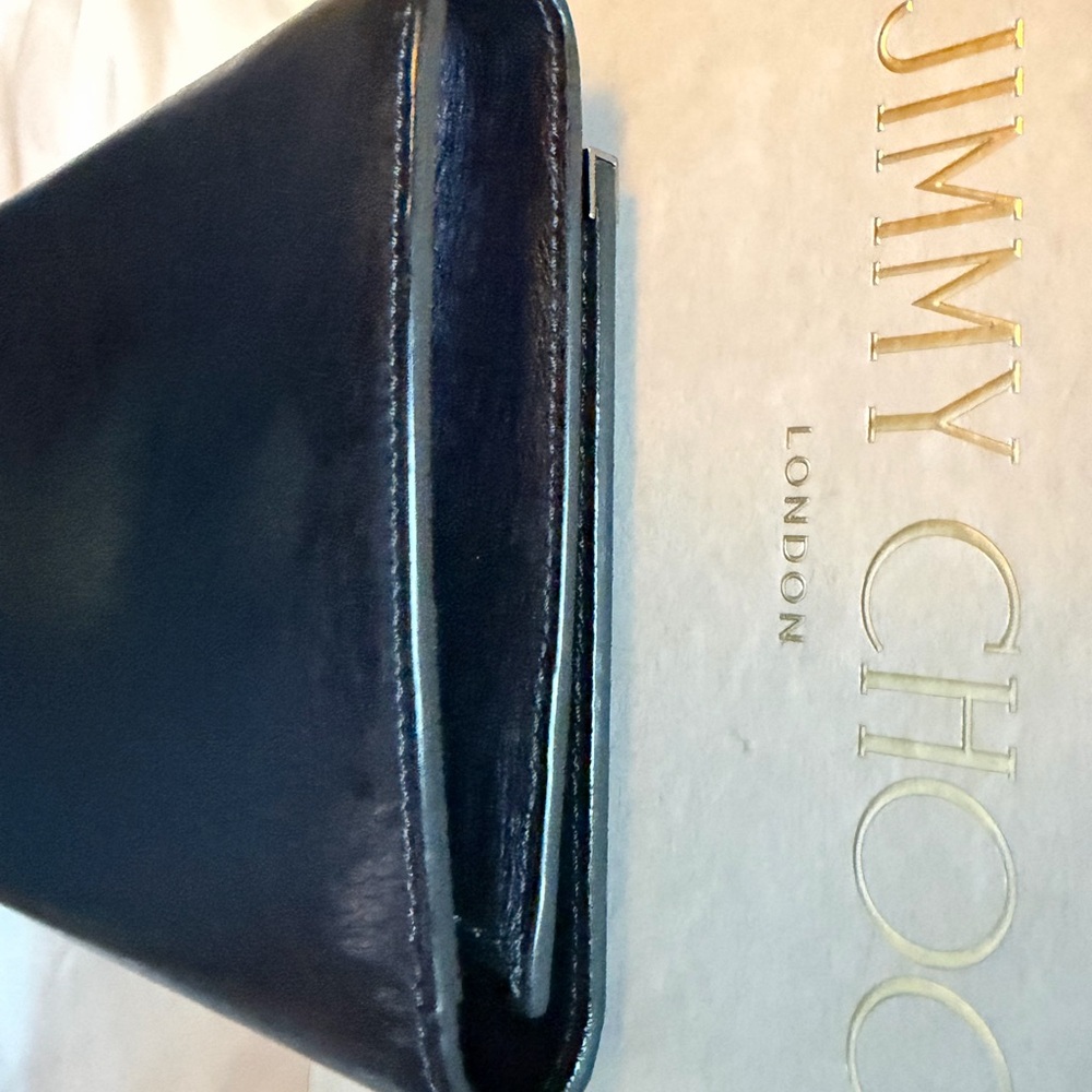 Jimmy Choo Navy Leather clutch -NWT - Picture 10 of 16